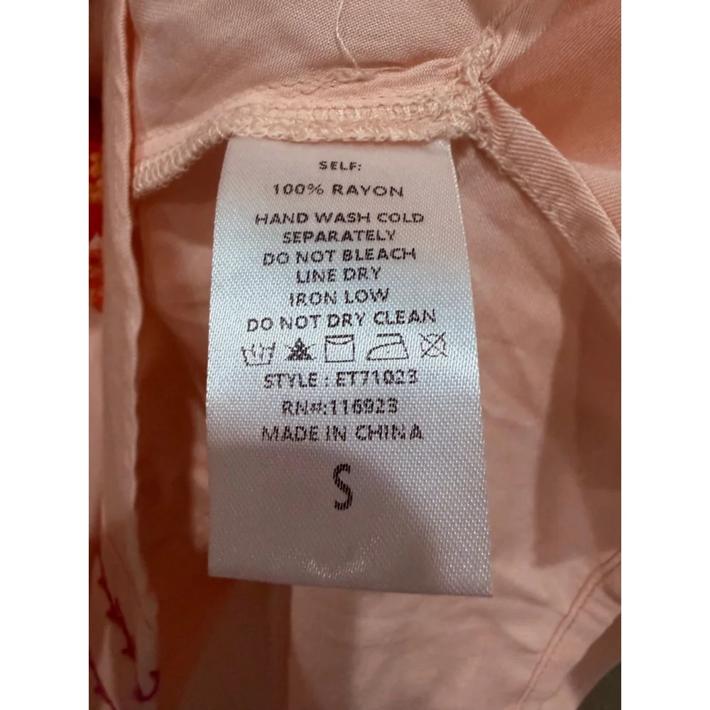 Easel Floral Embroidered Long Sleeve Top in Blush Size S - Picture 7 of 7